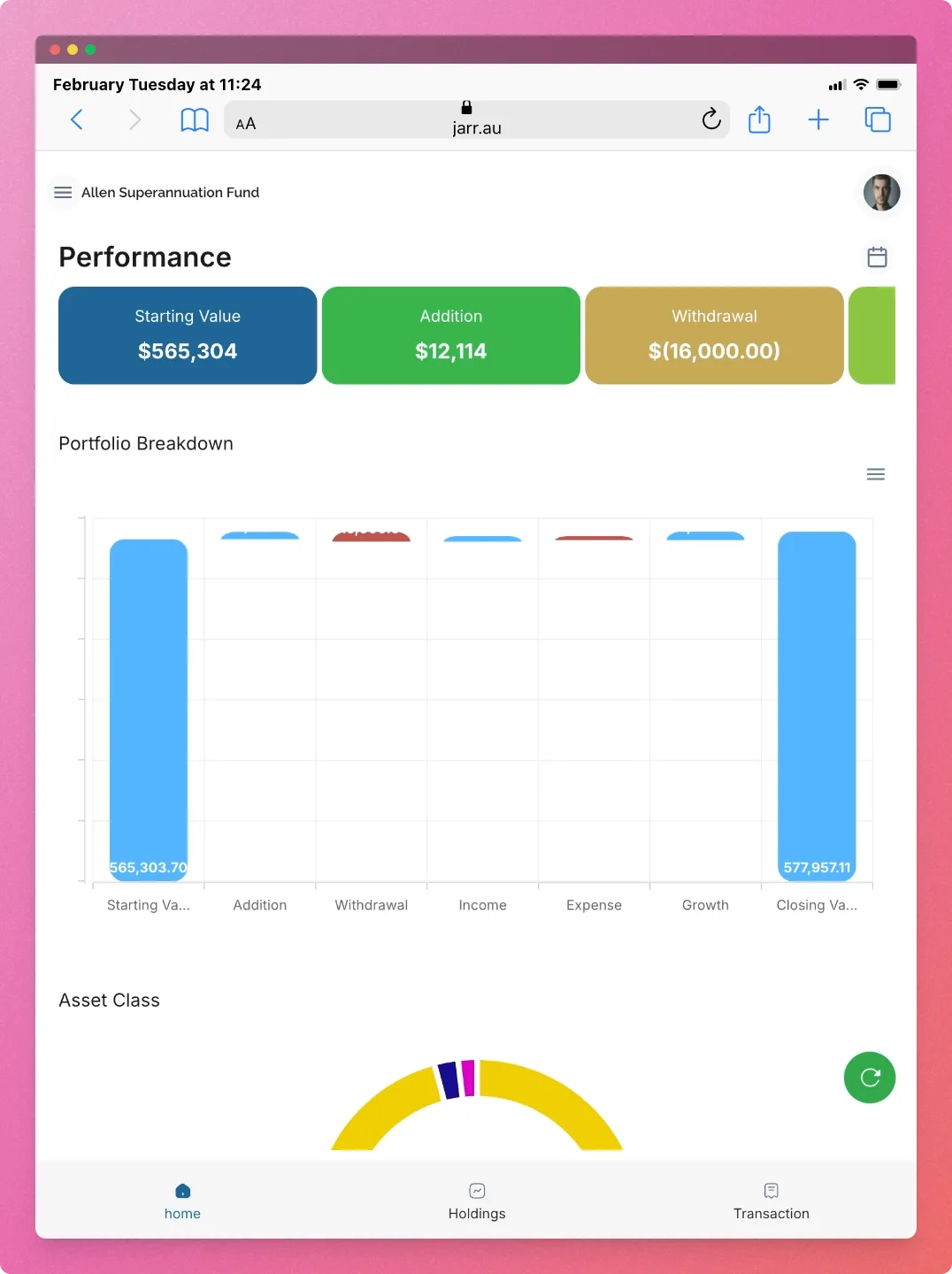 Jarr portfolio performance